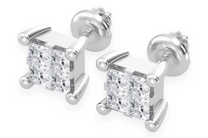 CERCEI CU DIAMANTE QUAD 0.50CTW DIN AUR MASIV DE 14K