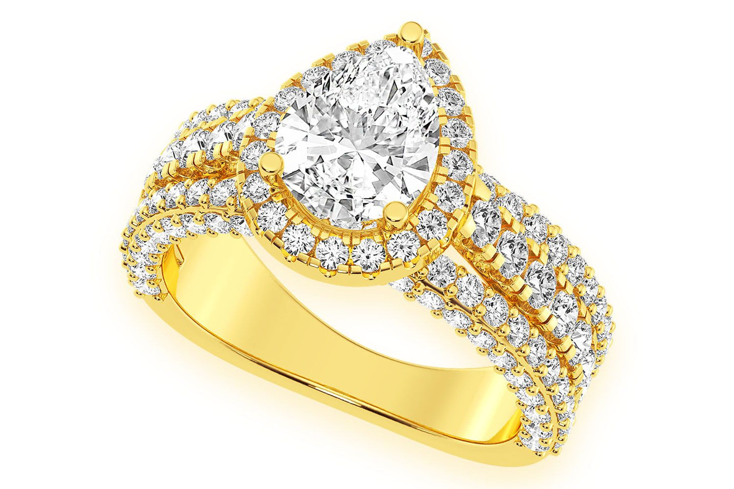 1.50CT PEAR SOLITAIRE - THREE ROW - DIAMOND ENGAGEMENT RING