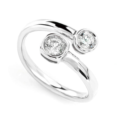 BYPASS BEZEL DIAMOND RING 14K SOLID GOLD 0.40CTW