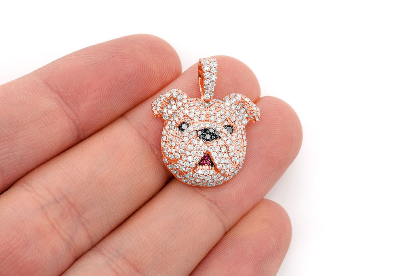 BULLDOG DIAMOND PENDANT 14K SOLID GOLD 1.55CTW