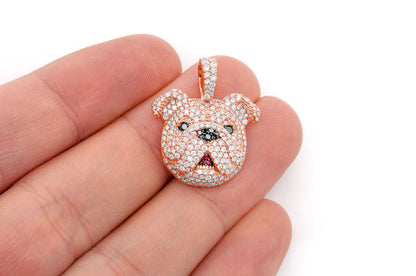 BULLDOG DIAMOND PENDANT 14K SOLID GOLD 1.55CTW