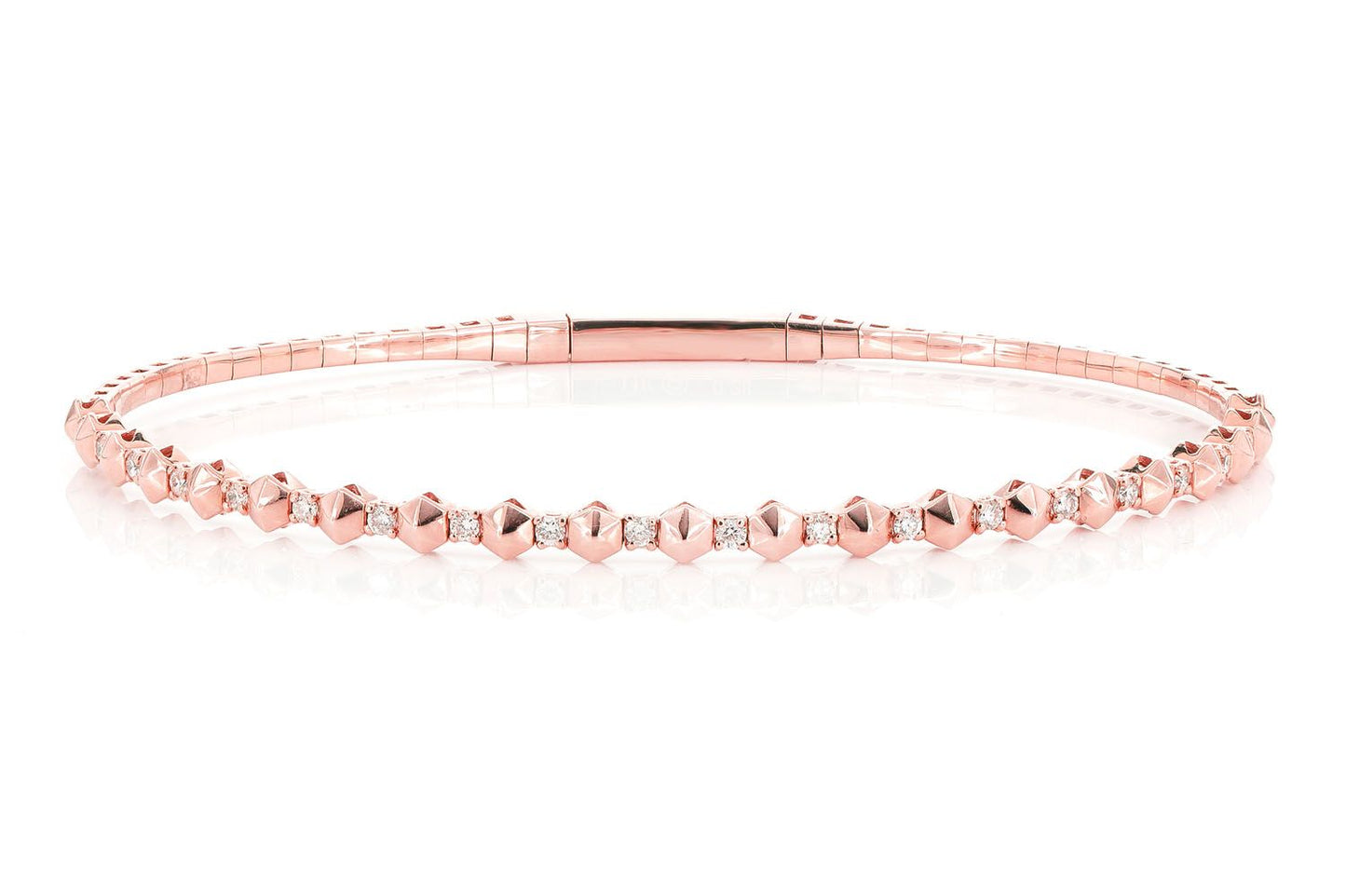 POINTED HEX DIAMOND FLEX BANGLE BRACELET 0.25CTW 14K SOLID GOLD