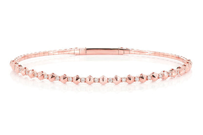 POINTED HEX DIAMOND FLEX BANGLE BRACELET 0.25CTW 14K SOLID GOLD