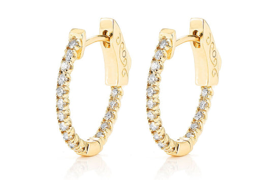 OVAL INSIDE-OUT DIAMOND HOOP EARRINGS 14K SOLID GOLD 0.50CTW