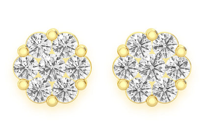 0.50CTW FLOWER STUD DIAMOND EARRINGS 14K SOLID GOLD
