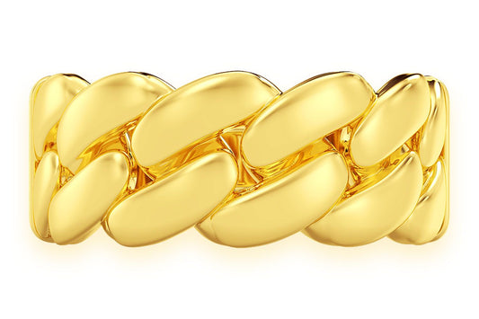 WIDE MIAMI CUBAN BAND RING 14K SOLID GOLD