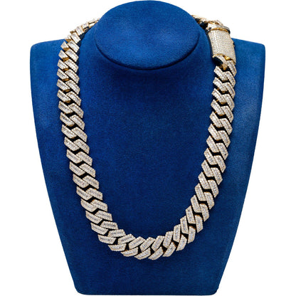 20MM RAISED BAGUETTE DIAMOND CUBAN LINK NECKLACE 14K SOLID GOLD 55.10CTW
