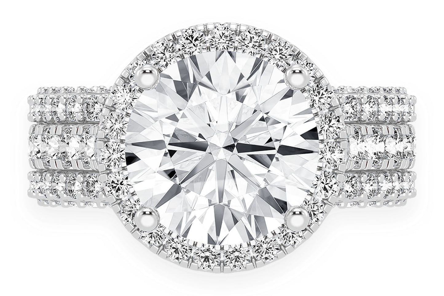TRIPP - 3.00CT ROUND SOLITAIRE - THREE ROW - DIAMOND ENGAGEMENT RING