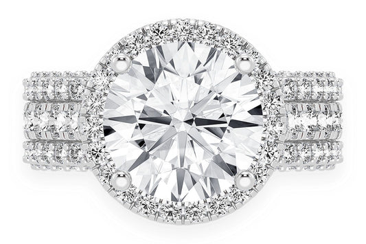 TRIPP - 3.00CT ROUND SOLITAIRE - THREE ROW - DIAMOND ENGAGEMENT RING