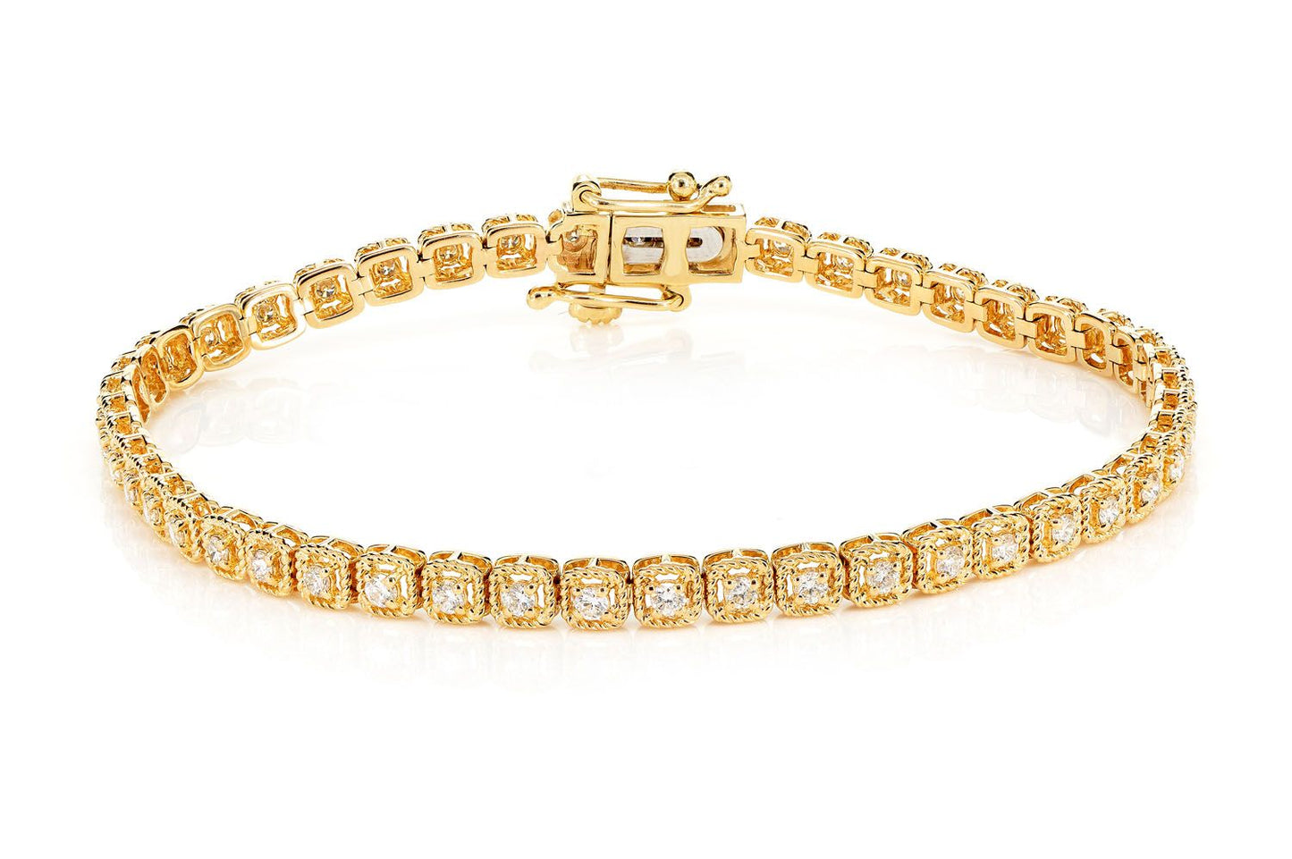 SQUARE ROPE LINK DIAMOND BRACELET 14K SOLID GOLD 1.10CTW