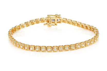 SQUARE ROPE LINK DIAMOND BRACELET 14K SOLID GOLD 1.10CTW