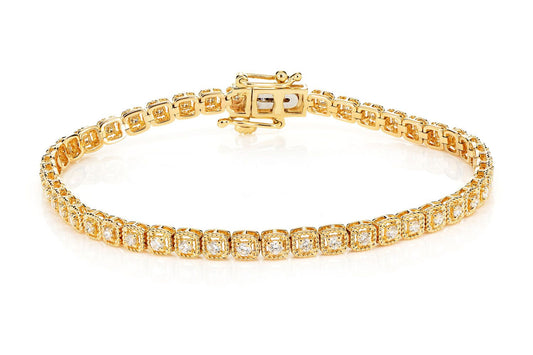 SQUARE ROPE LINK DIAMOND BRACELET 14K SOLID GOLD 1.10CTW