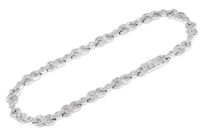 BAGUETTE AND ROUND DIAMOND INFINITY LINK NECKLACE 14K SOLID GOLD 28.30CTW