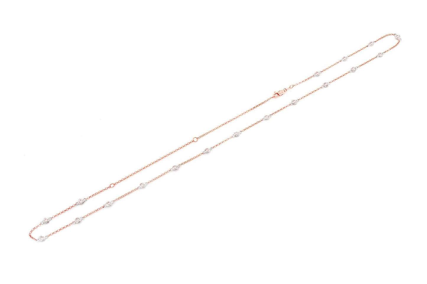 ETERNITY ROUND BEZEL SET DIAMOND NECKLACE 14K SOLID GOLD 1.00CTW