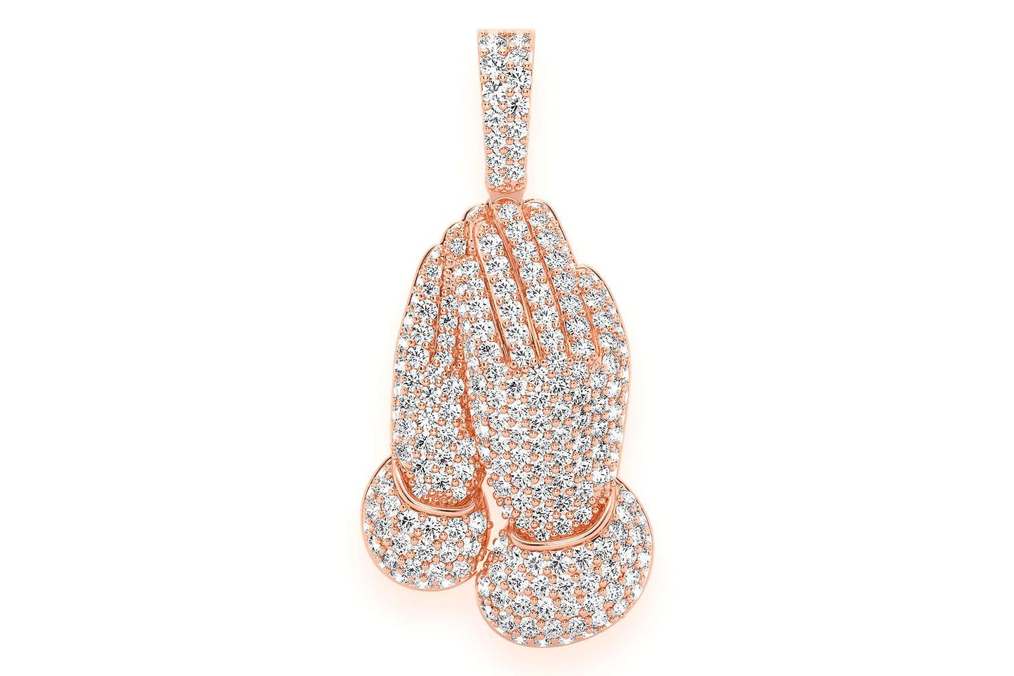 PRAYER HANDS DIAMOND PENDANT 14K SOLID GOLD 3.25CTW