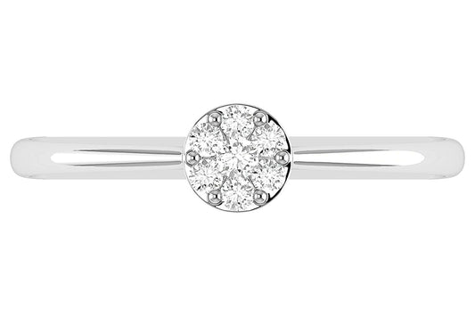 ROUND CLUSTER DIAMOND RING 14K SOLID GOLD 0.10CTW