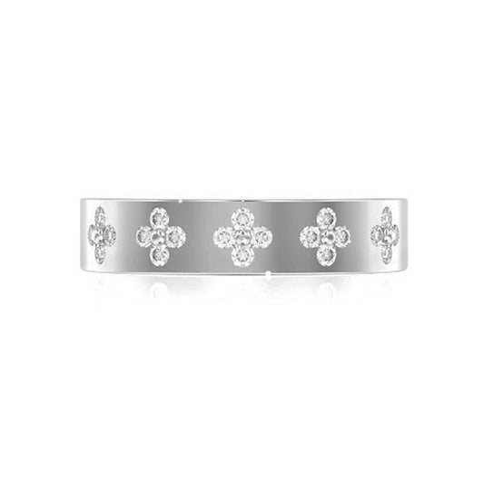 INEL CU TRIFOI CU DIAMANT, AUR MASIV DE 14K, 0.25CT