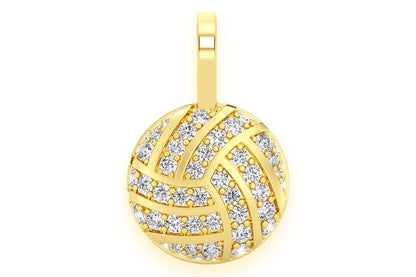 VOLLEYBALL DIAMOND PENDANT 14K SOLID GOLD 0.50CTW
