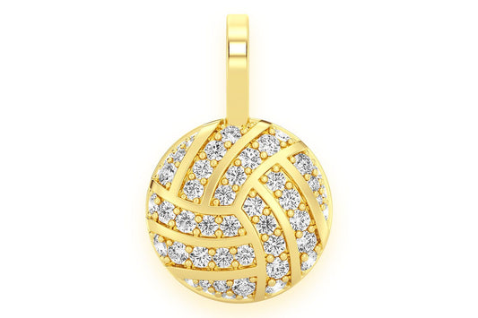 VOLLEYBALL DIAMOND PENDANT 14K SOLID GOLD 0.50CTW