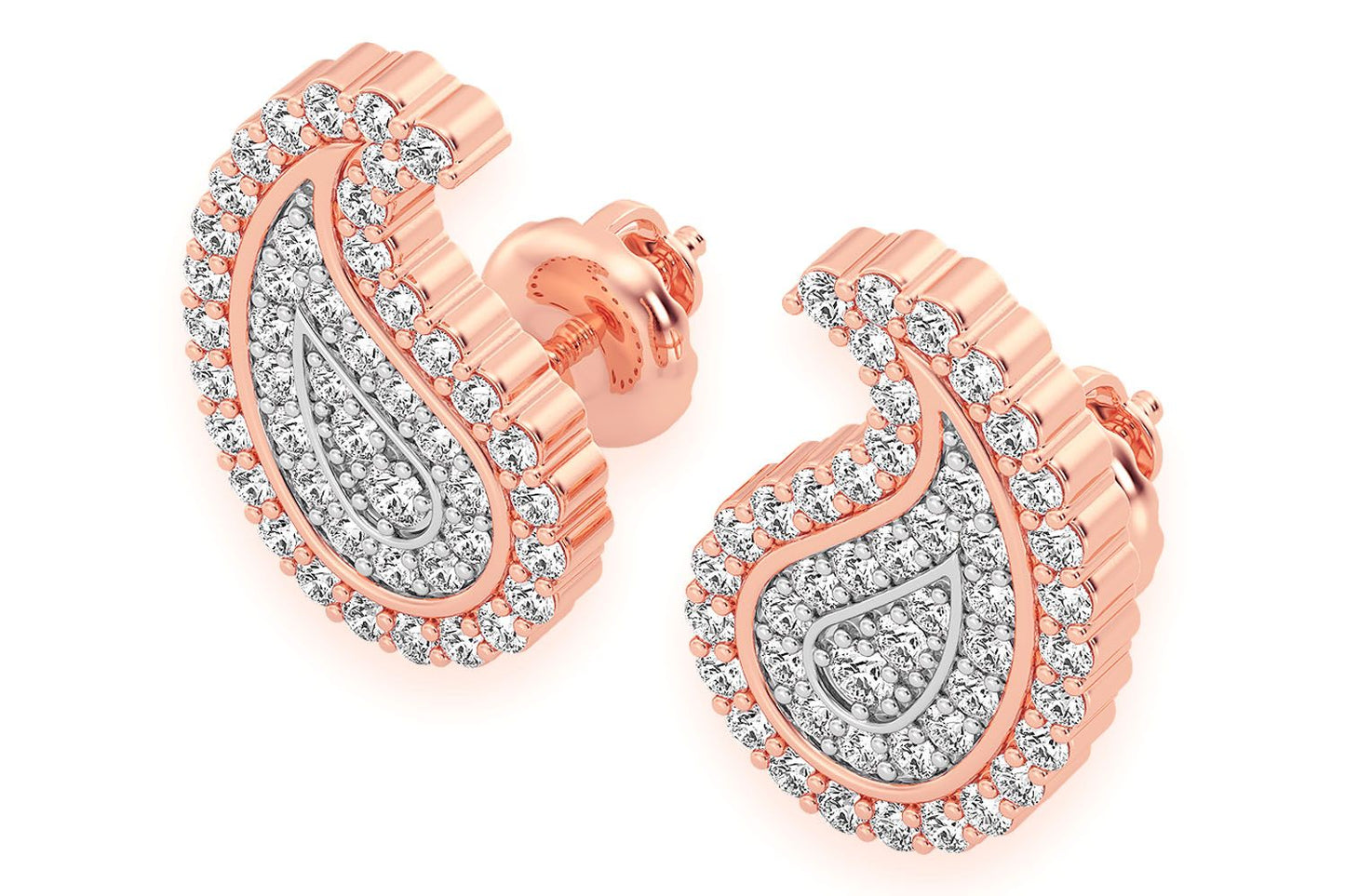CERCEI CU DIAMANTE PAISLEY, AUR MASIV DE 14K, 0.35CT