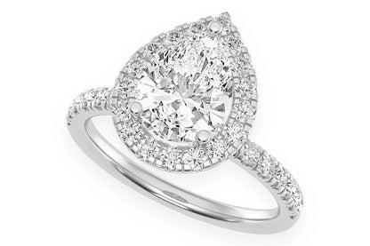 THAV - 1.50CT PEAR SOLITAIRE - SCALLOP HALO ONE ROW - DIAMOND ENGAGEMENT RING