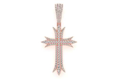 PANDANT DECO CROSS CU DIAMANT, AUR MASIV DE 14K, 3,75 CT