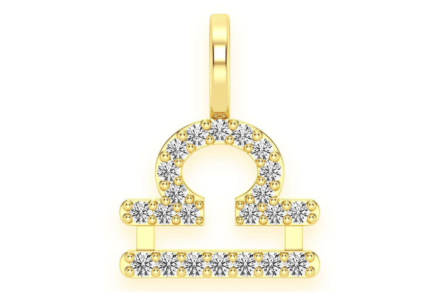 LIBRA ZODIAC DIAMOND PENDANT 14K SOLID GOLD 0.10CTW