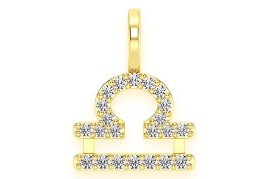 LIBRA ZODIAC DIAMOND PENDANT 14K SOLID GOLD 0.10CTW