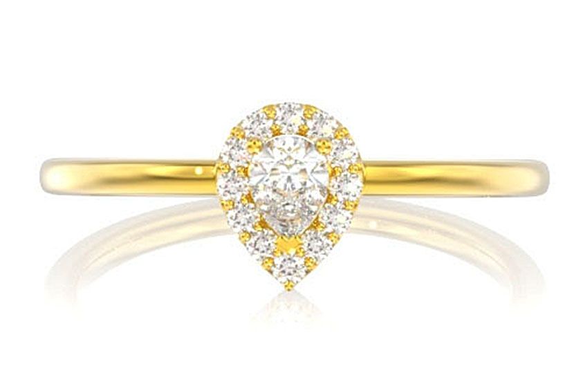 0.25CTW PEAR HALO SCALLOP - DIAMOND ENGAGEMENT RING