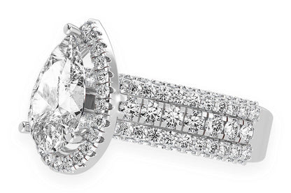 3.00CT PEAR SOLITAIRE - THREE ROW - DIAMOND ENGAGEMENT RING
