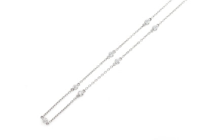ROUND BEZEL SET DIAMOND NECKLACE CONNECTED 14K SOLID GOLD 0.33CTW