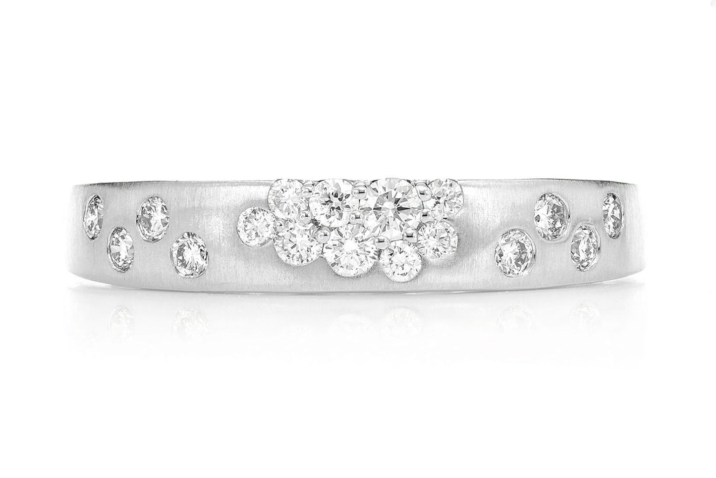 GYPSY SET DIAMOND CLUSTER BAND RING 14K SOLID GOLD 0.33CTW
