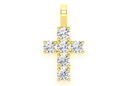 Pandantiv Solitaire cu 6 pietre și diamante, aur masiv de 14k, 1.25 ct