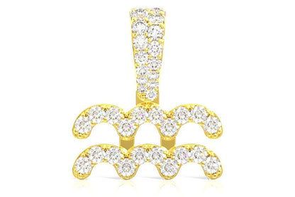 AQUARIUS ZODIAC DIAMOND PENDANT 14K SOLID GOLD 0.65CTW