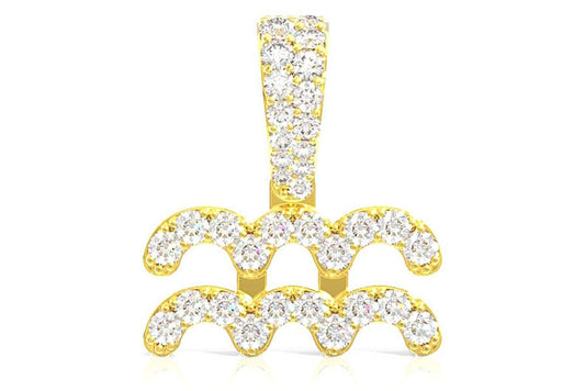 AQUARIUS ZODIAC DIAMOND PENDANT 14K SOLID GOLD 0.65CTW