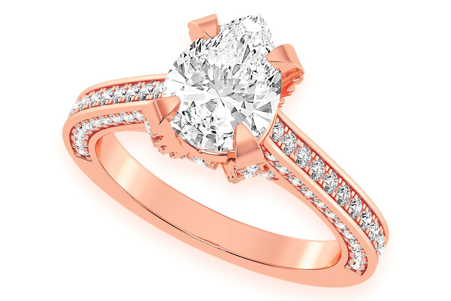 CHANT - 1.50CT PEAR SOLITAIRE - DELUXE ONE ROW SCALLOP - DIAMOND ENGAGEMENT RING