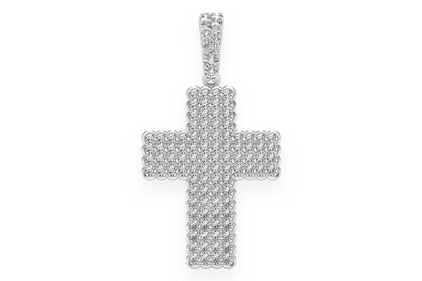 HALF BEZEL CROSS DIAMOND PENDANT 14K SOLID GOLD 0.75CTW
