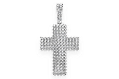 HALF BEZEL CROSS DIAMOND PENDANT 14K SOLID GOLD 0.75CTW