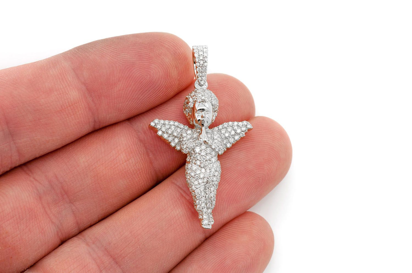 PANDANT CU DIAMANT ÎNGER ÎN RUGĂCIUNE, AUR MASIV DE 14K, 1.15CT