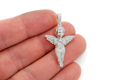 PANDANT CU DIAMANT ÎNGER ÎN RUGĂCIUNE, AUR MASIV DE 14K, 1.15CT