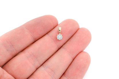 MOSAIC DIAMOND PENDANT 14K SOLID GOLD 0.15CTW