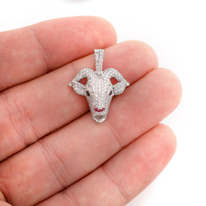 GOAT HEAD DIAMOND PENDANT 14K SOLID GOLD 1.25CTW