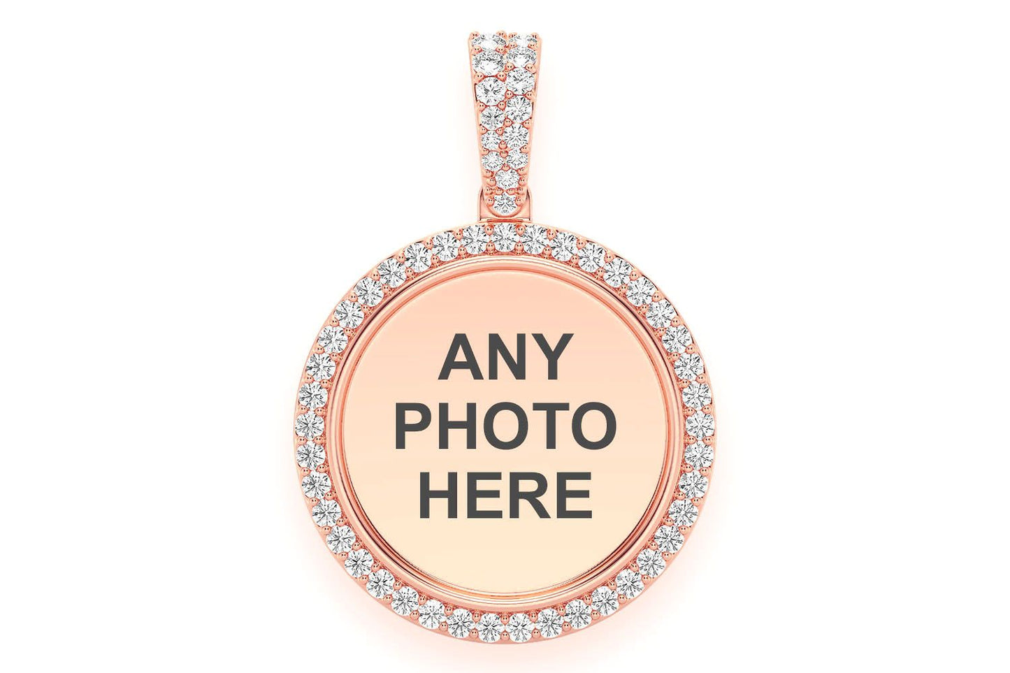 ROUND PICTURE MEMORY DIAMOND PENDANT 14K SOLID GOLD 0.50CTW