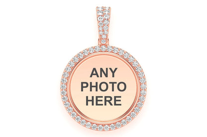 ROUND PICTURE MEMORY DIAMOND PENDANT 14K SOLID GOLD 0.50CTW