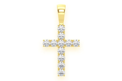 SOLITAIRE CROSS DIAMOND PENDANT 14K SOLID GOLD 1.00CTW