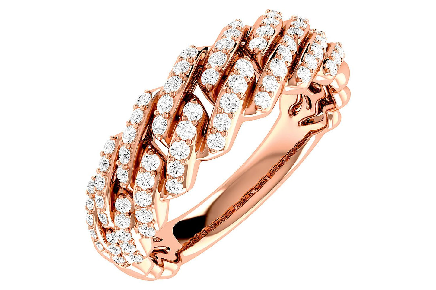 GRADUATED RAISED CUBAN LINK DIAMOND RING 0.50CTW 14K SOLID GOLD