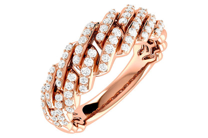 GRADUATED RAISED CUBAN LINK DIAMOND RING 0.50CTW 14K SOLID GOLD