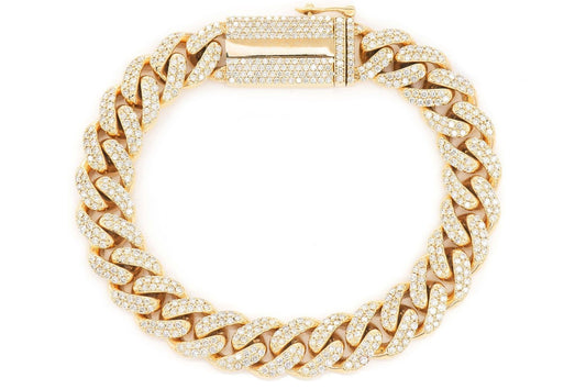 12MM MIAMI CUBAN DIAMOND BRACELET 14K SOLID GOLD 7.50CTW