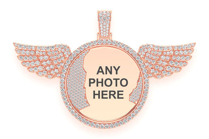 PANDANTIV CU DIAMANT CU IMAGINE ARIPI, AUR MASIV DE 14K, 10.50CTW