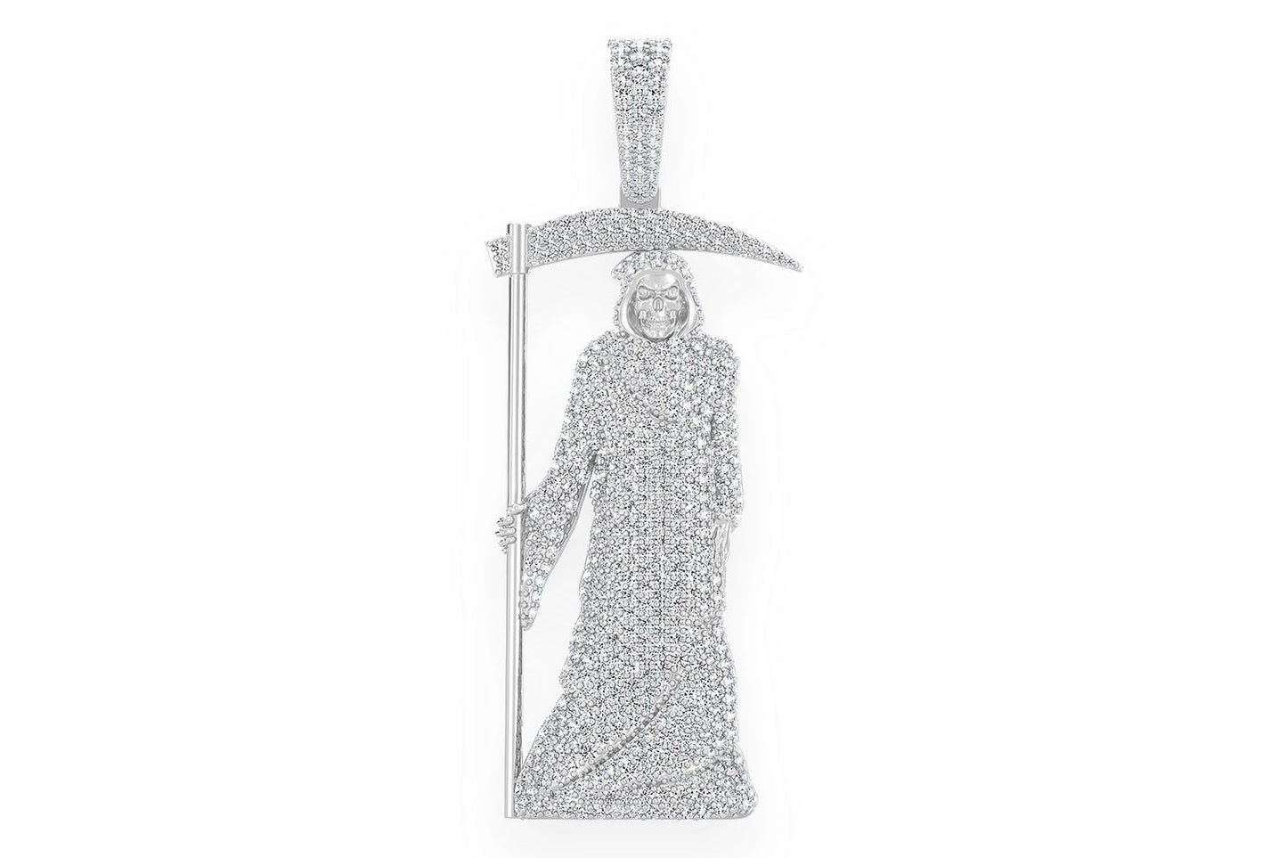 GRIM REAPER DIAMOND PENDANT 14K SOLID GOLD 4.50CTW